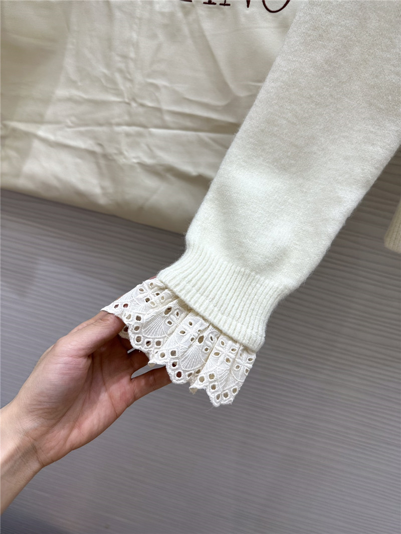 Va1e*ntin0 white lace bow wool cardigan