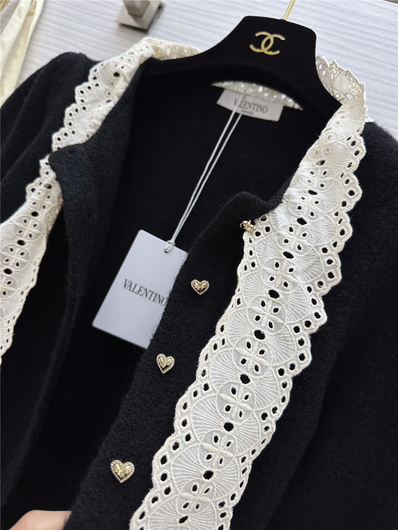 Va1e*ntin0 black lace bow wool cardigan