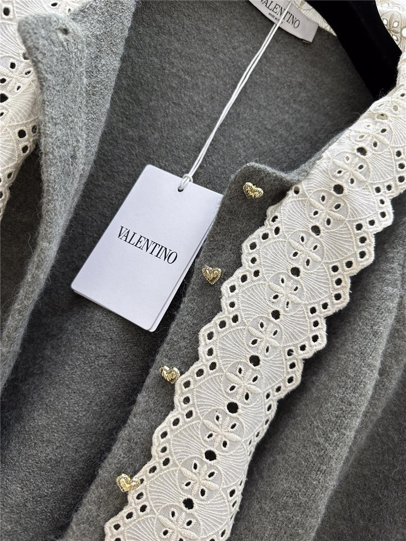Va1e*ntin0 grey lace bow wool cardigan