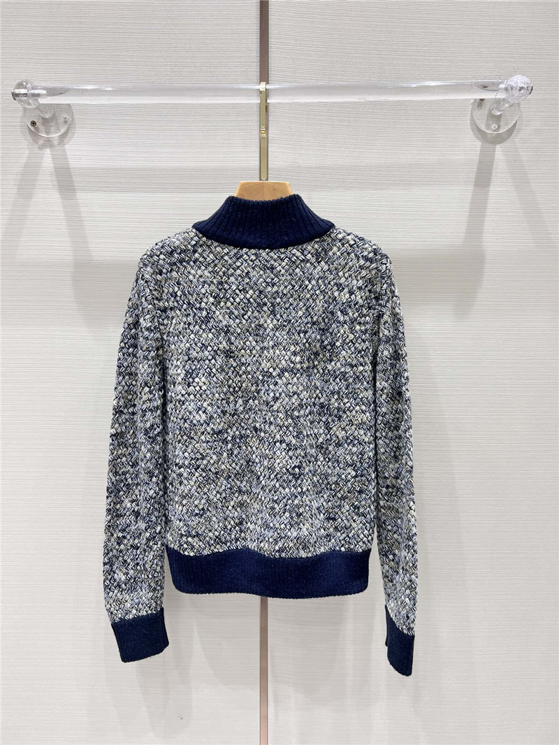 Ch**el zip-up mixed knit sweater