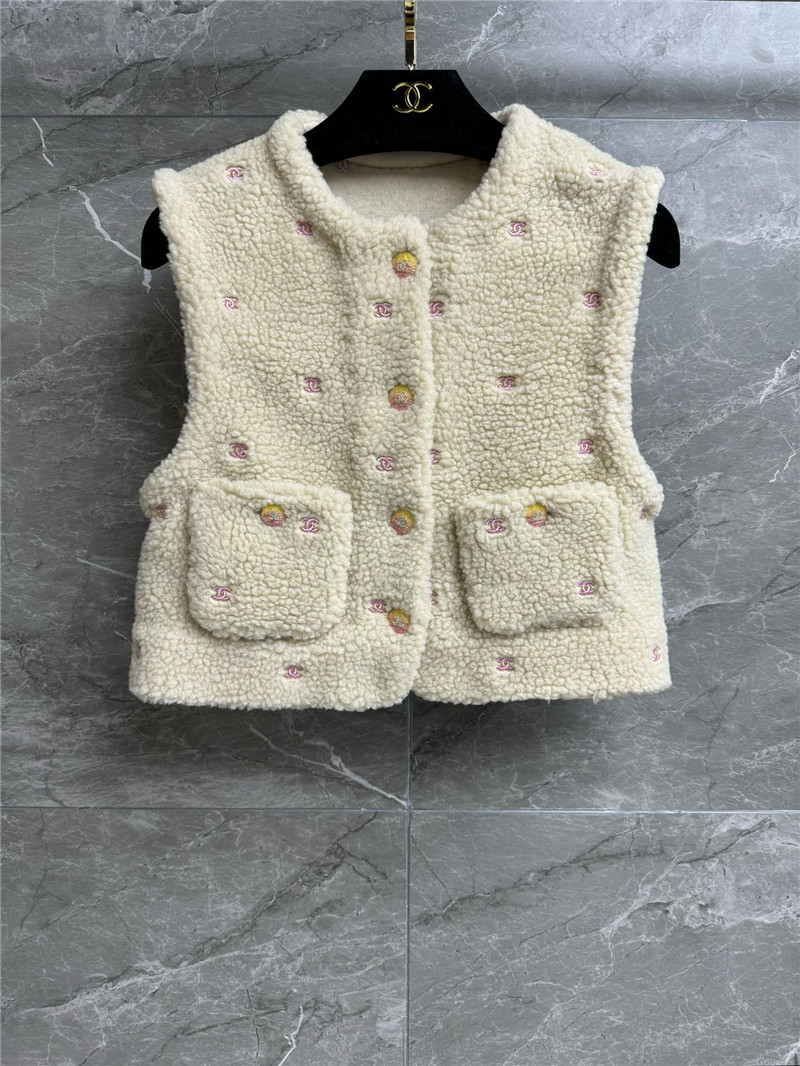 Chanel Logo Embroidered Lambswool Vest