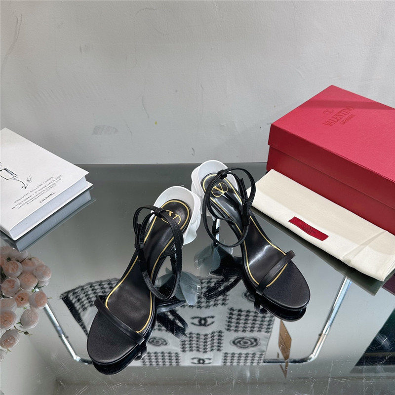 valentino lacquered flower embellished high heel sandals