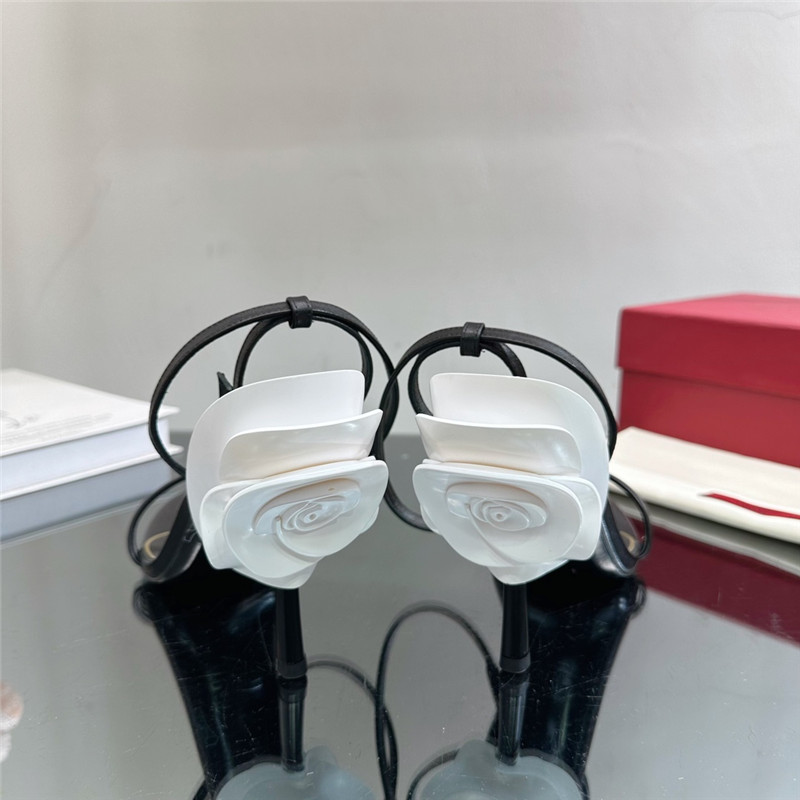 valentino lacquered flower embellished high heel sandals