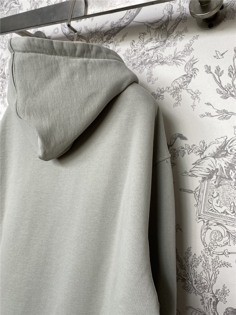 Pra*a feather cuffs zipper hooded sweatshirt grey