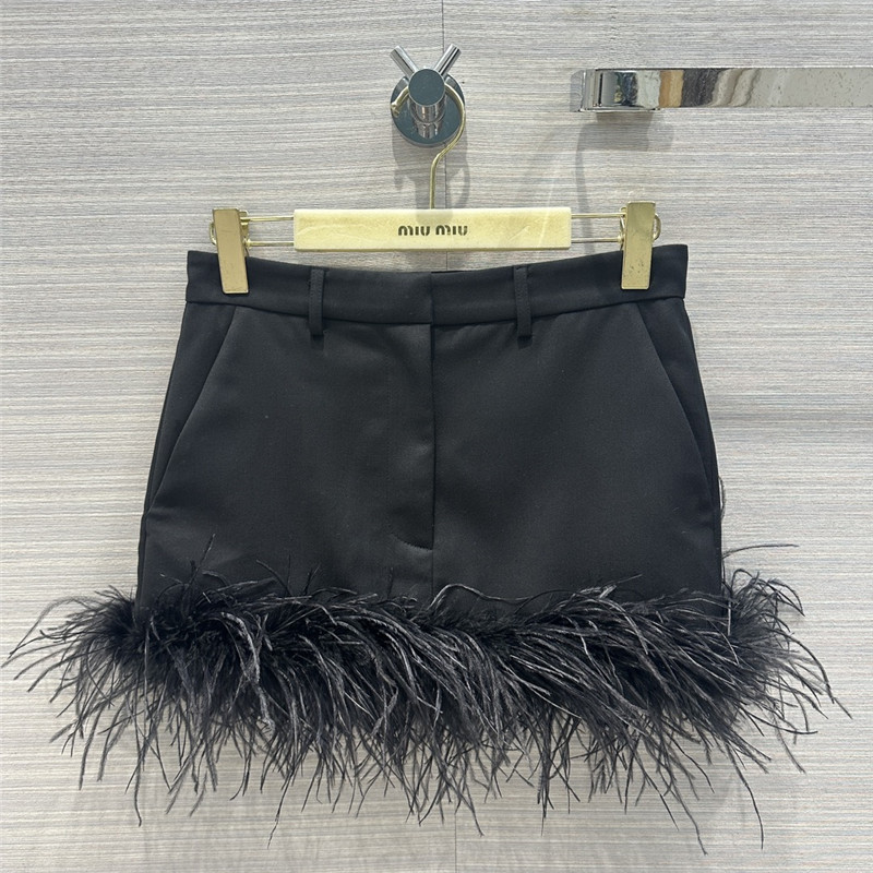 prada lady style feather haute couture mini skirt