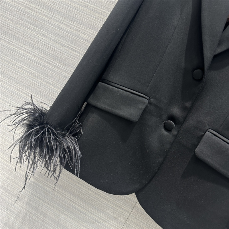 prada lady style feather haute couture suit