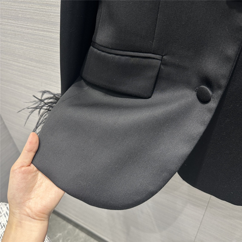 prada lady style feather haute couture suit