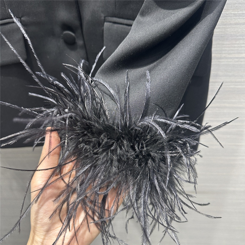 prada lady style feather haute couture suit