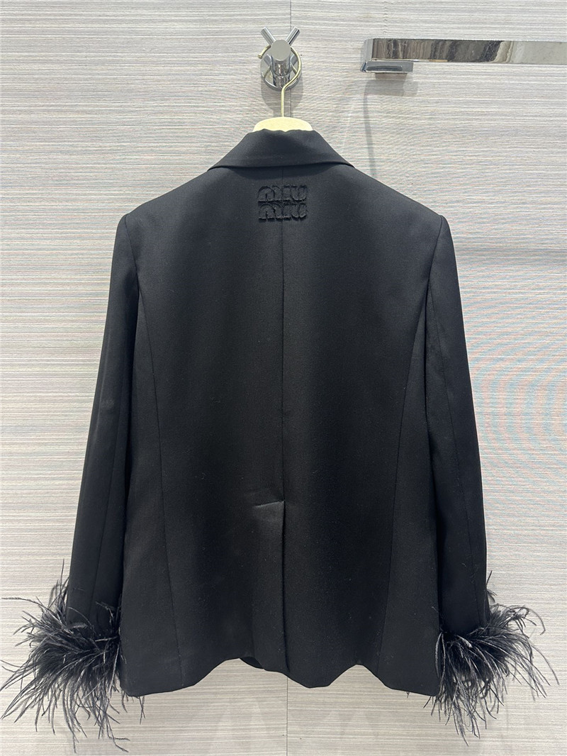 prada lady style feather haute couture suit
