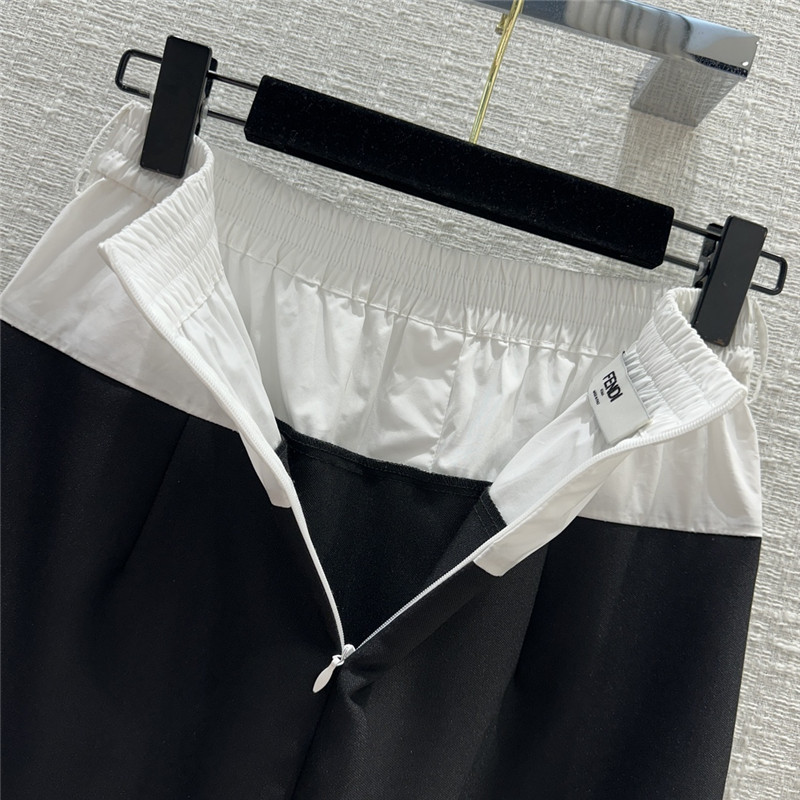 F**di black and white color block suit long skirt