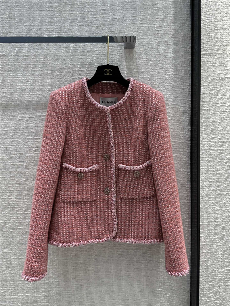 Chanel palace style high-end pink knitted jacket