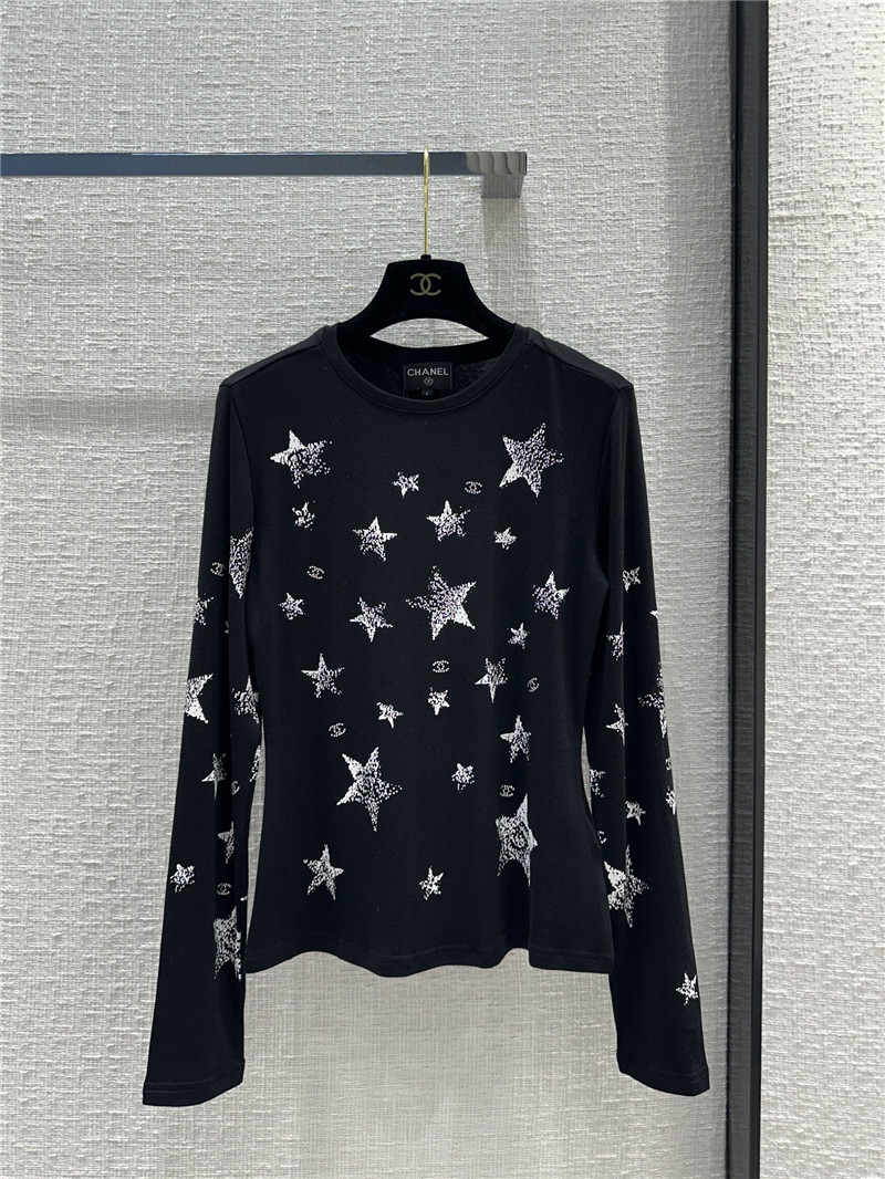 Chanel star printed rhinestone bottoming top