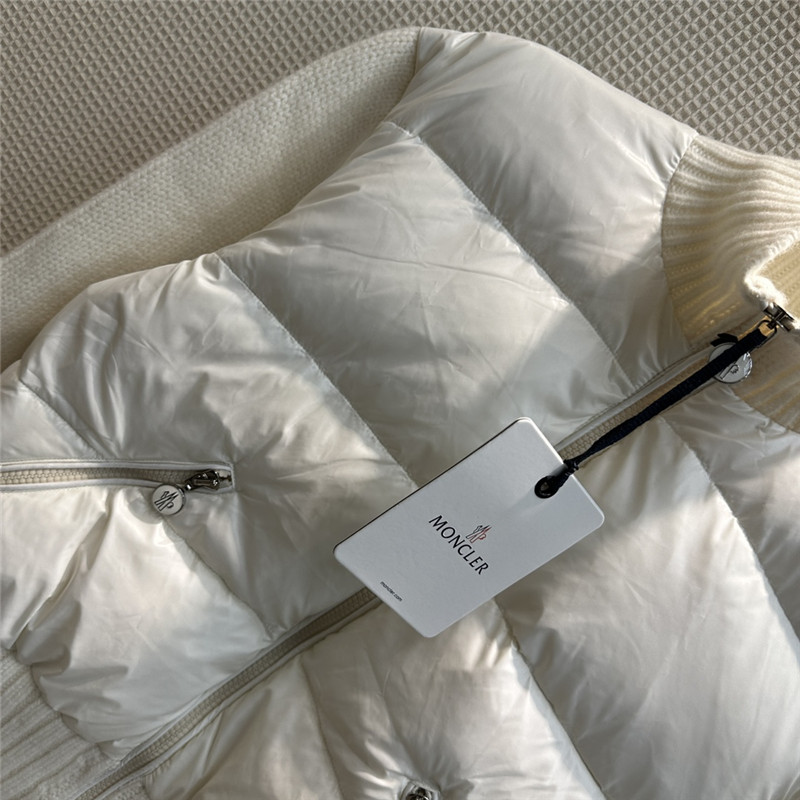 Moncler wool blend knitted patchwork down jacket