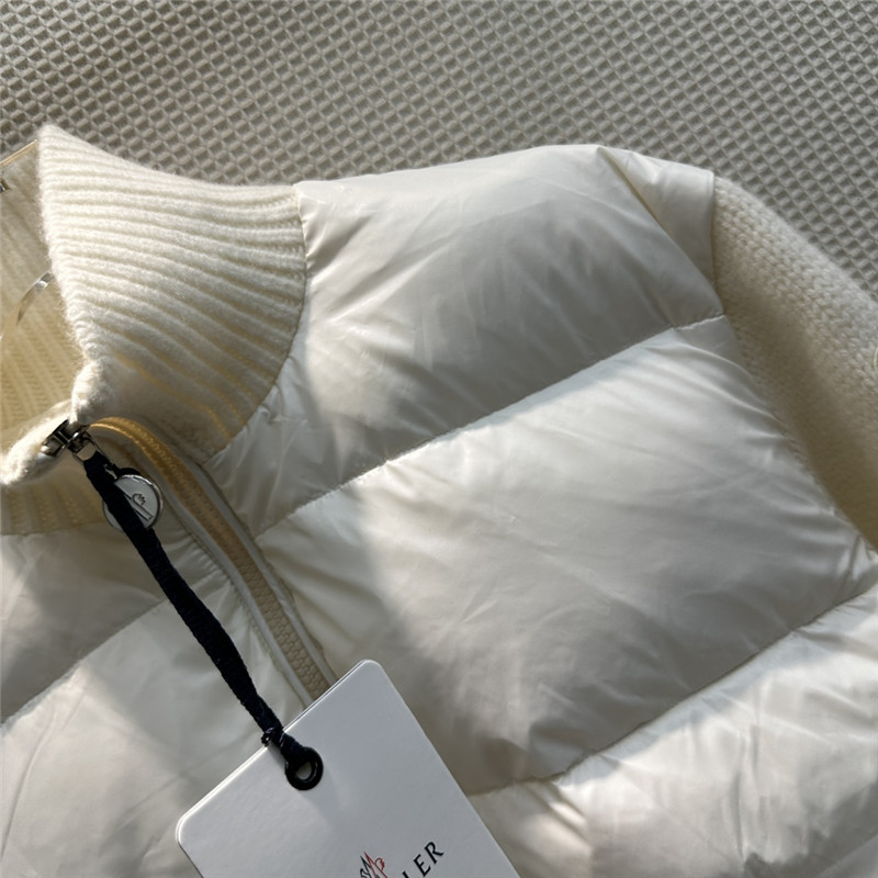 Moncler wool blend knitted patchwork down jacket