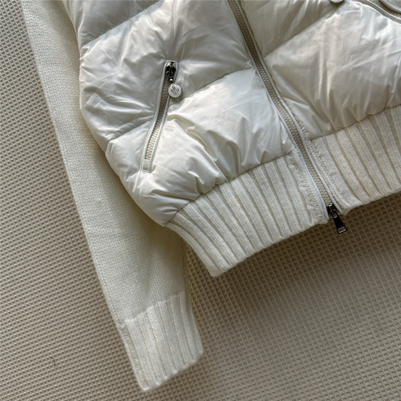 Moncler wool blend knitted patchwork down jacket