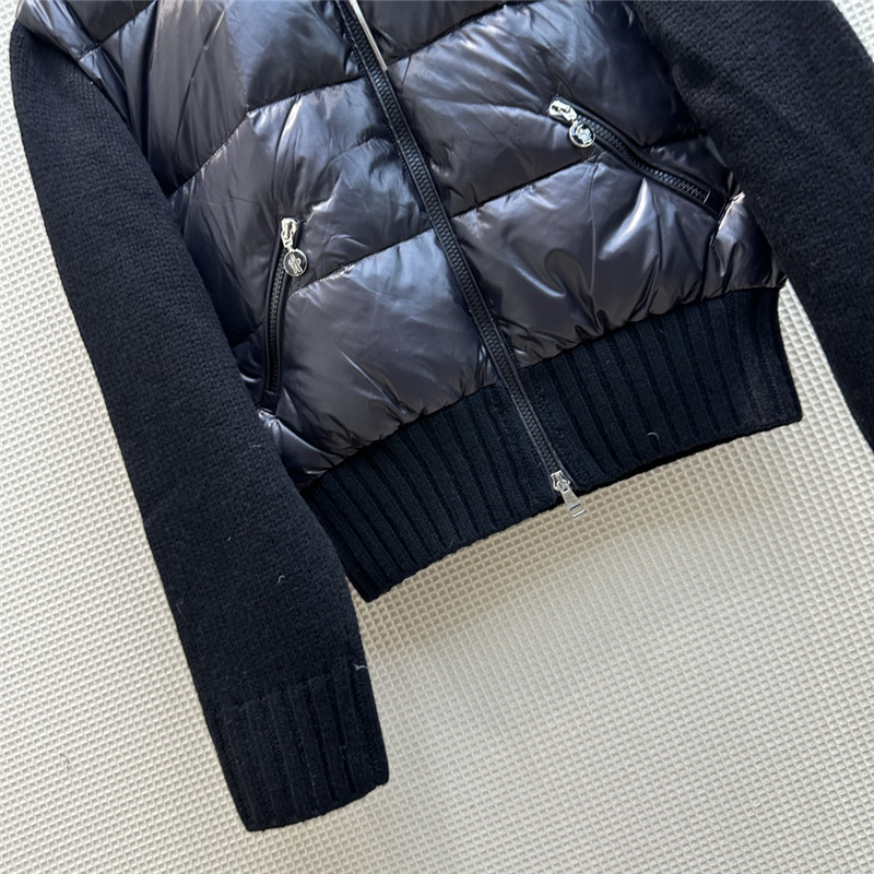 Moncler wool blend knitted patchwork down jacket