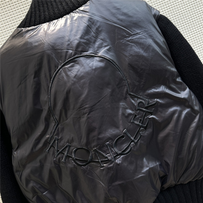 Moncler wool blend knitted patchwork down jacket