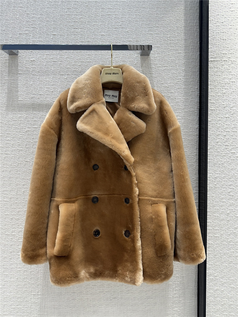 miumiu double-breasted short and medium fur coat