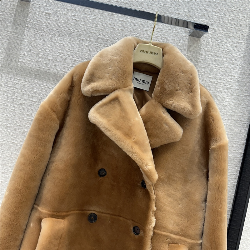 miumiu double-breasted short and medium fur coat