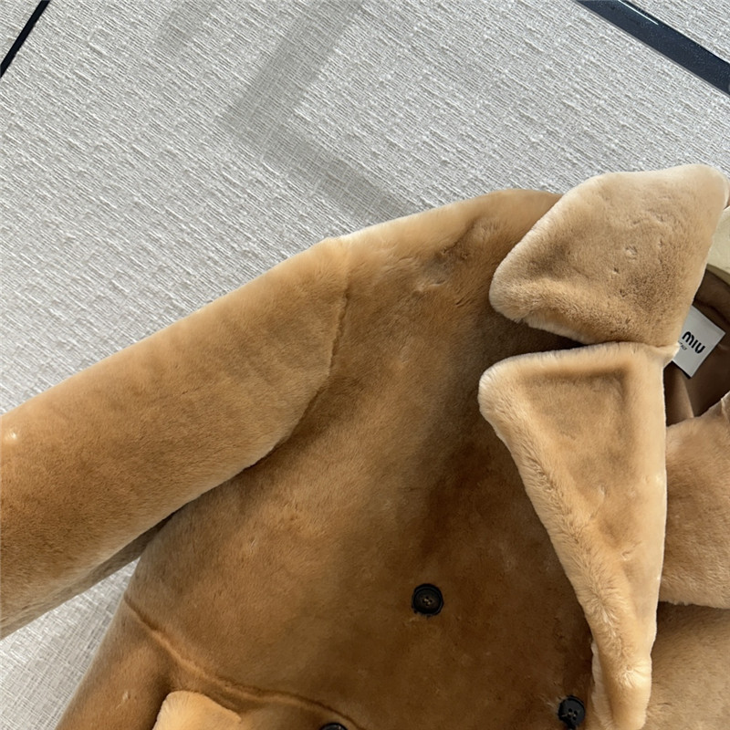 miumiu double-breasted short and medium fur coat
