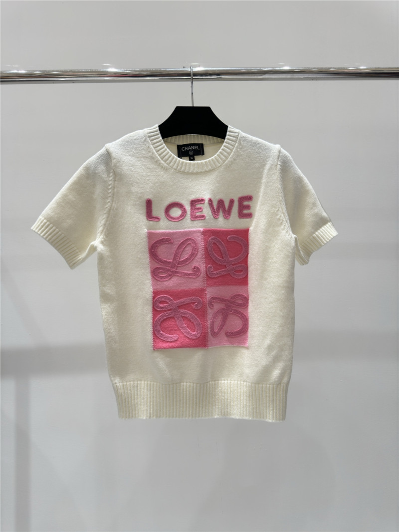 Loewe Logo Knitted Short Sweater in White