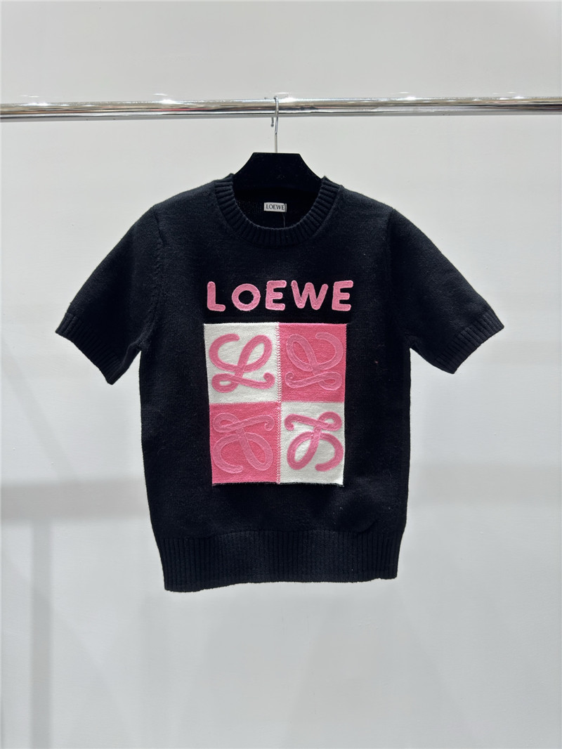 Loewe Logo Knitted Short Sweater in Navy