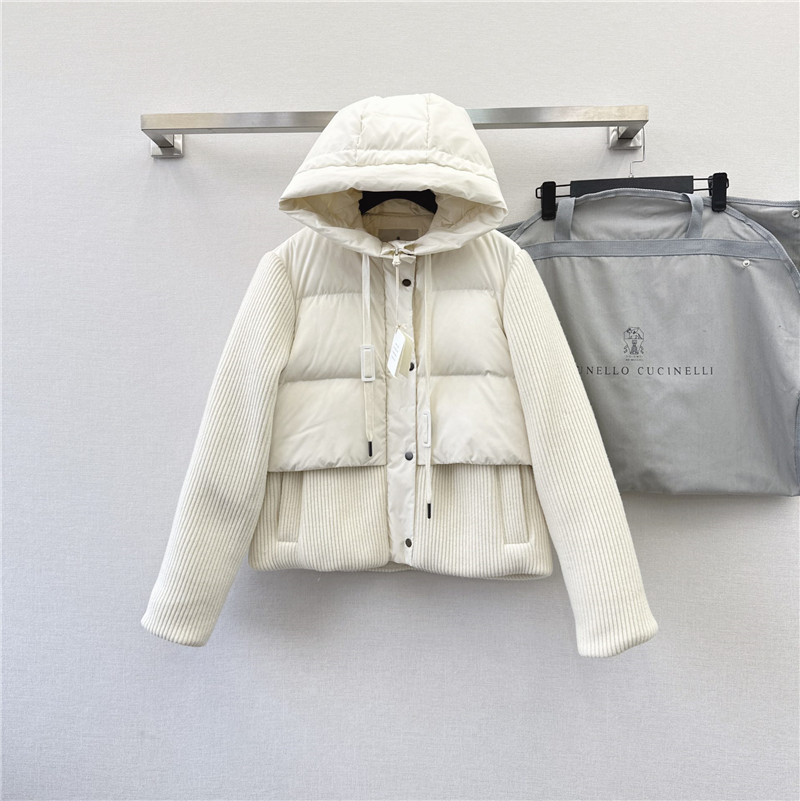 BC cashmere and wool patchwork bread down jacket