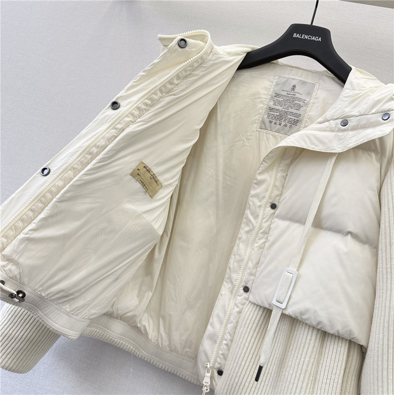 BC cashmere and wool patchwork bread down jacket