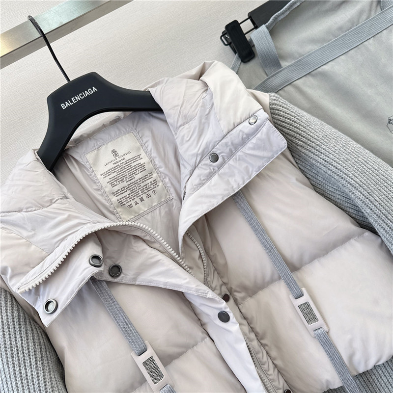 BC cashmere and wool patchwork bread down jacket