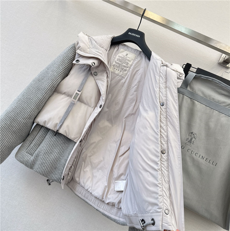 BC cashmere and wool patchwork bread down jacket