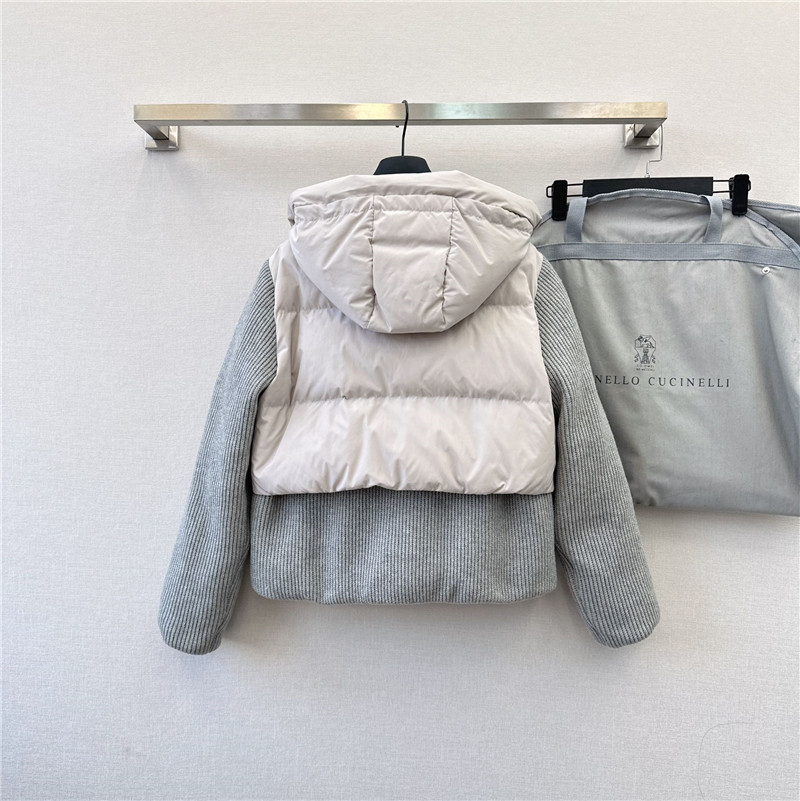 BC cashmere and wool patchwork bread down jacket