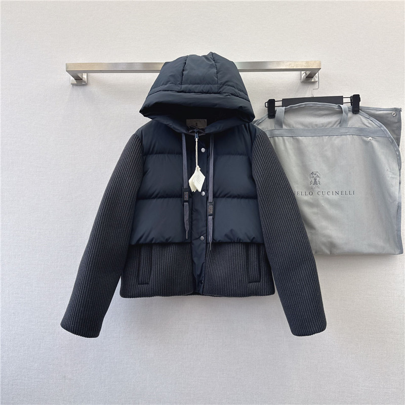 BC cashmere and wool patchwork bread down jacket