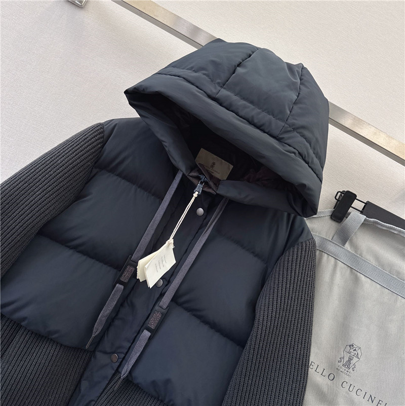 BC cashmere and wool patchwork bread down jacket