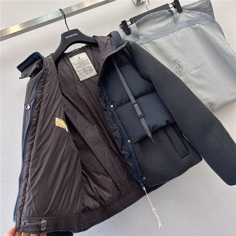 BC cashmere and wool patchwork bread down jacket