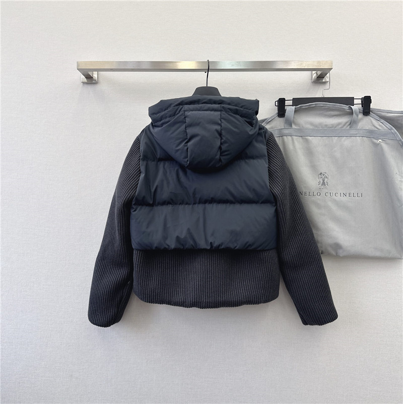 BC cashmere and wool patchwork bread down jacket