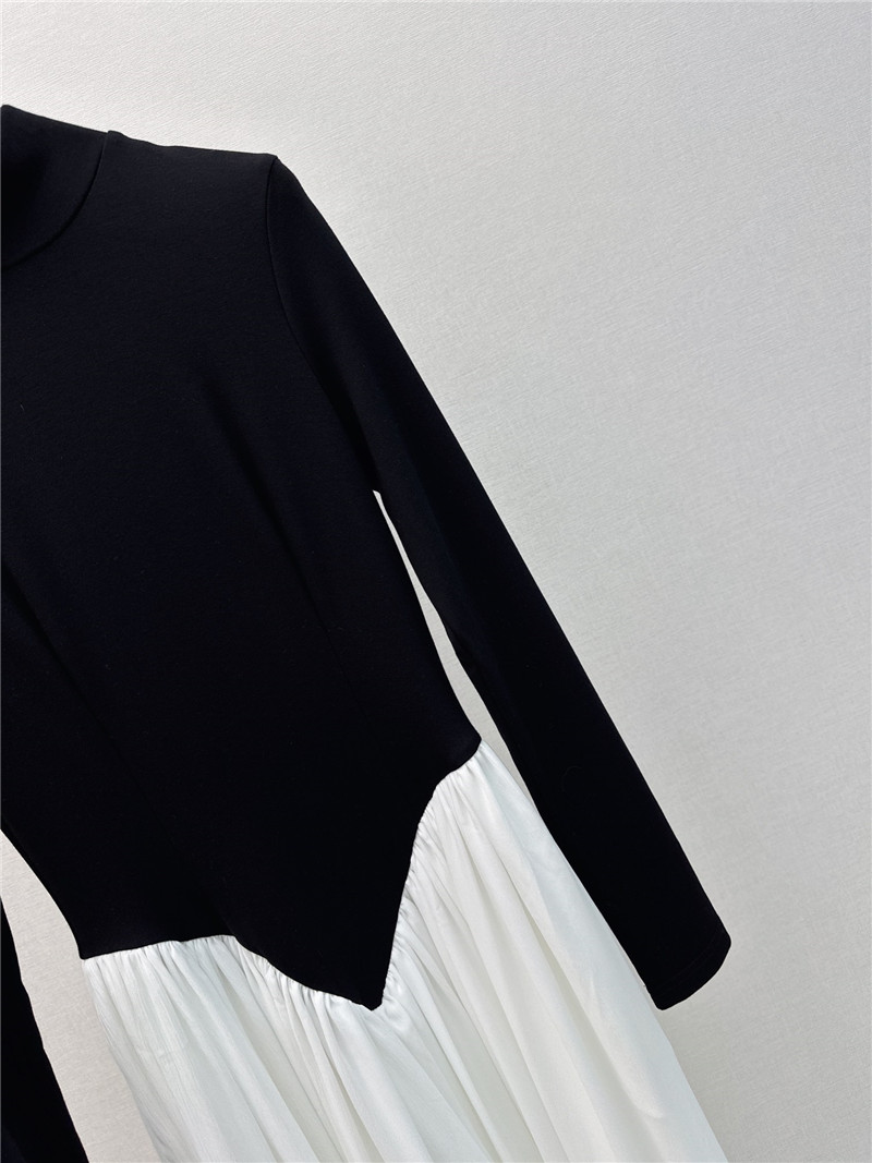 Ch**el black and white patchwork turtleneck maxi dress