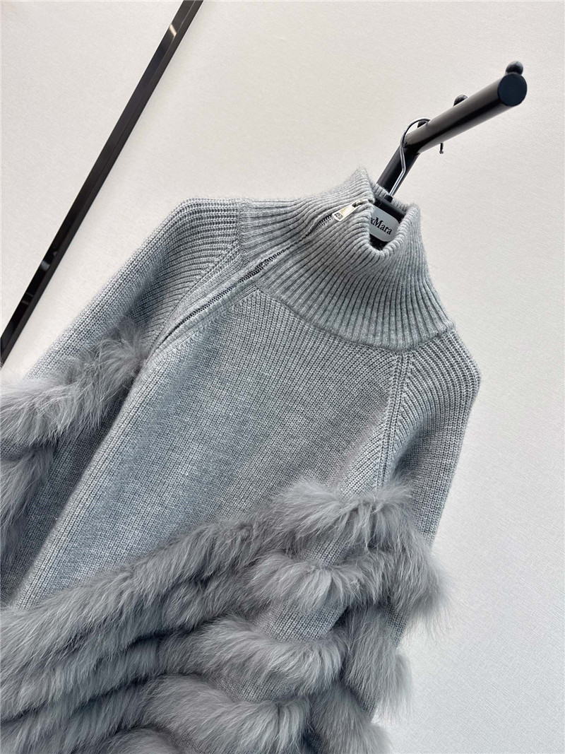 Vanitoo Faux Fur Turtleneck Sweater Grey