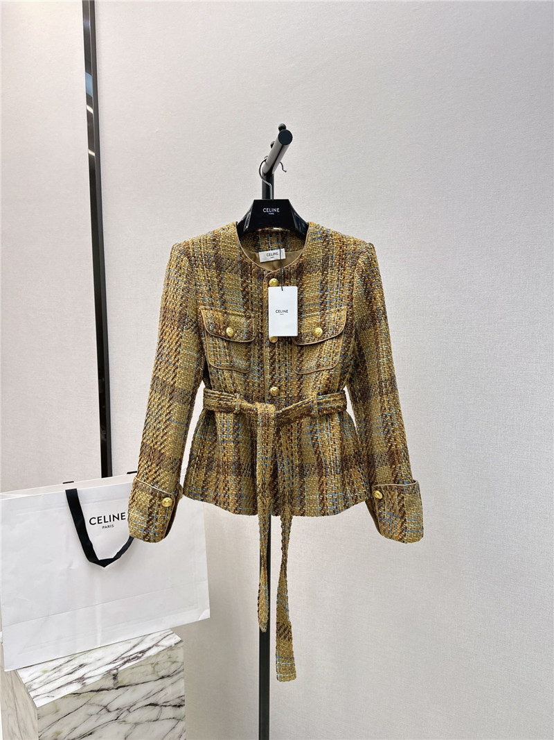 celine retro style gold button woven jacket