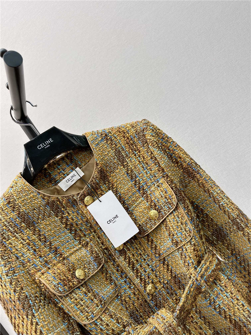 celine retro style gold button woven jacket