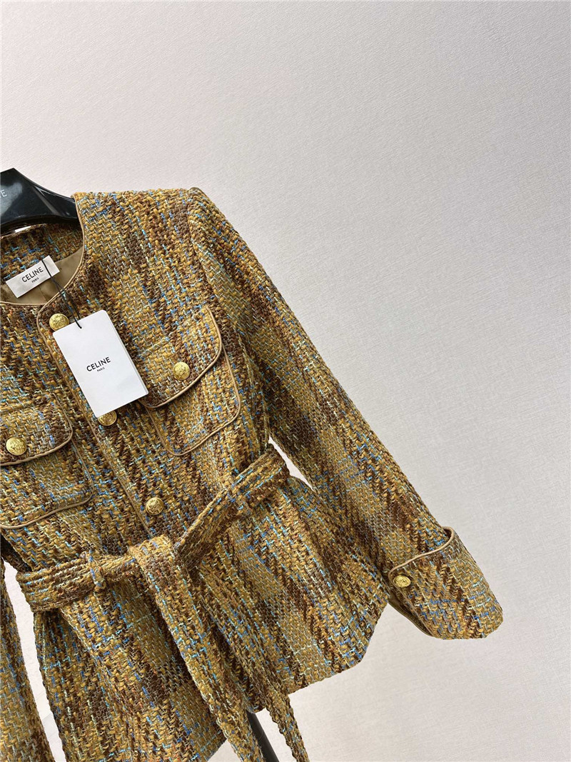 celine retro style gold button woven jacket