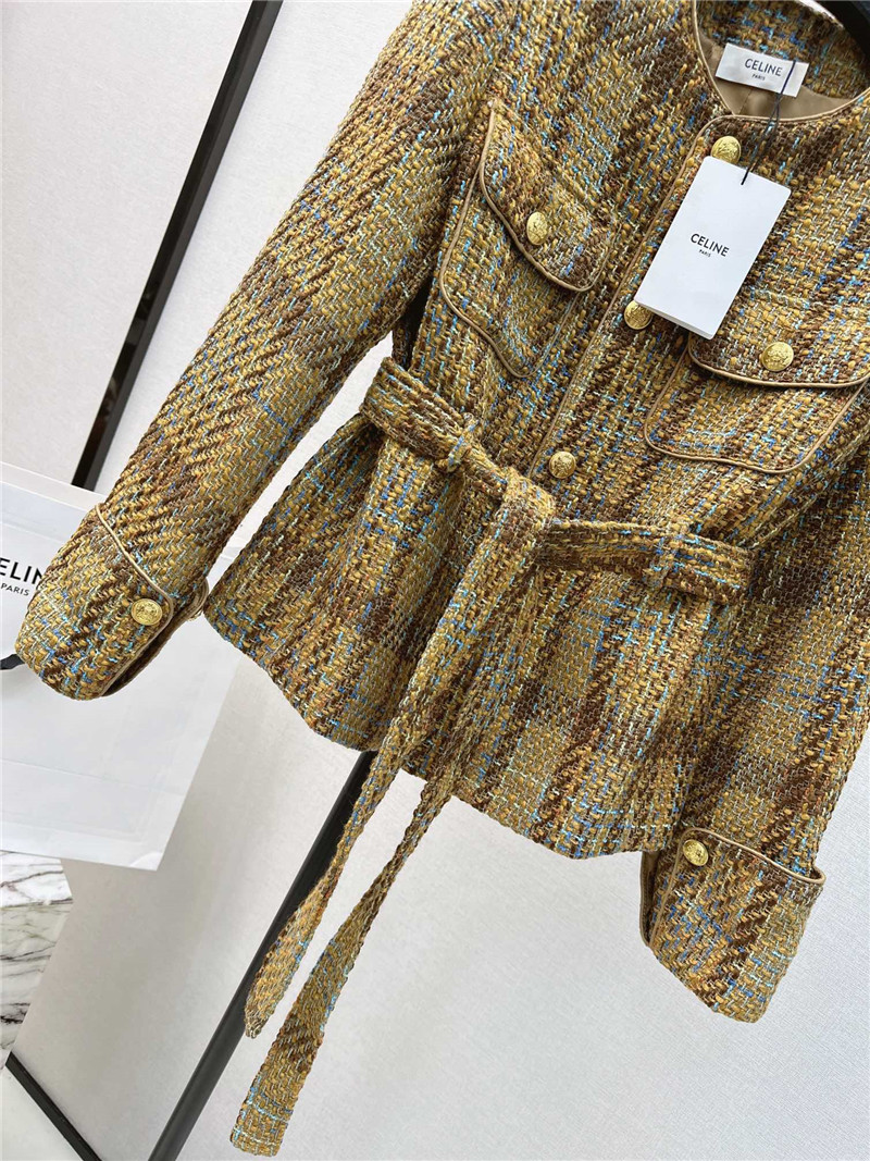 celine retro style gold button woven jacket