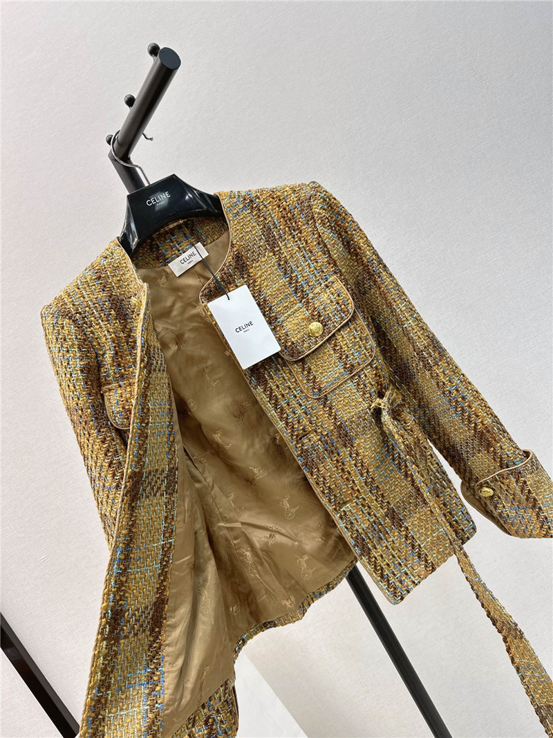 celine retro style gold button woven jacket