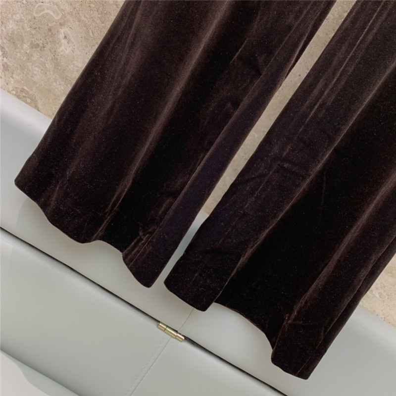 Ch**el gold velvet chain wide leg pants