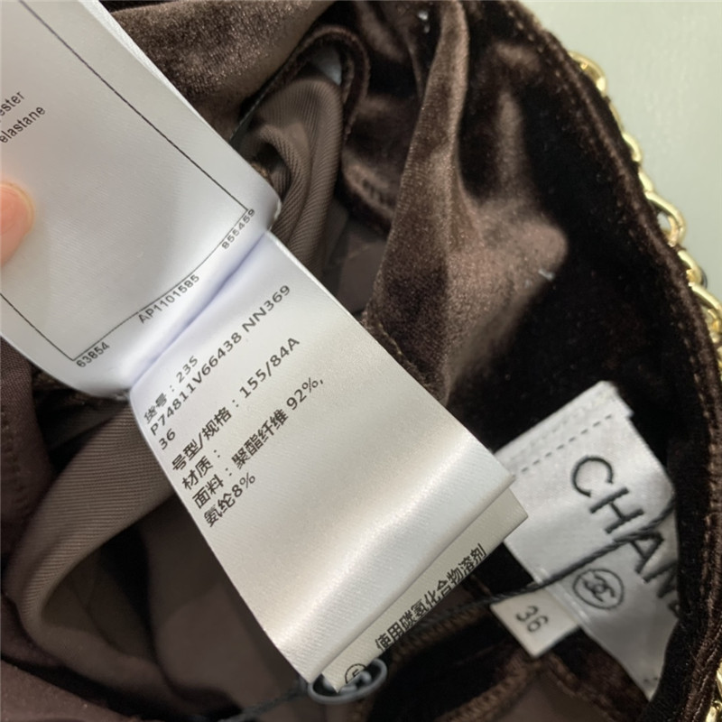 Ch**el gold velvet chain wide leg pants