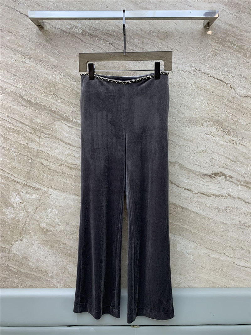 Ch**el gold velvet chain wide leg pants