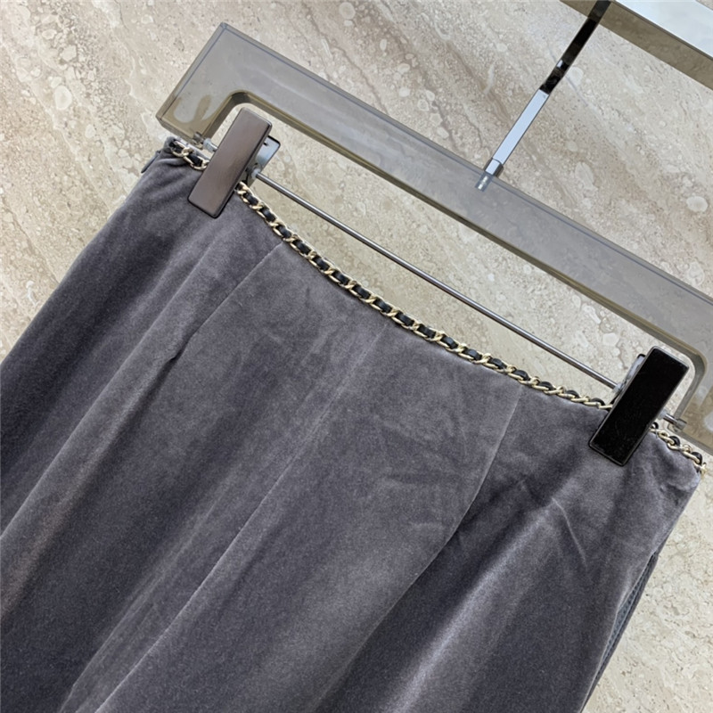 Ch**el gold velvet chain wide leg pants