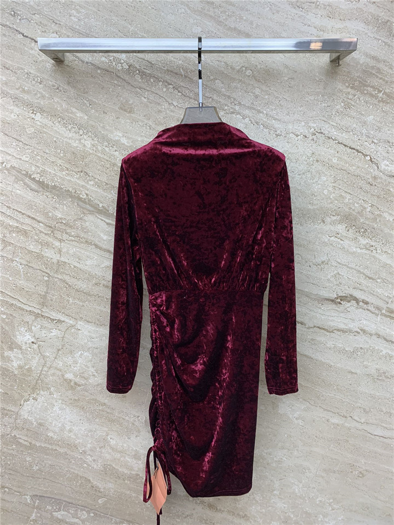 miumiu micro high collar drawstring waist short dress