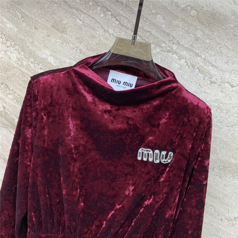 miumiu micro high collar drawstring waist short dress