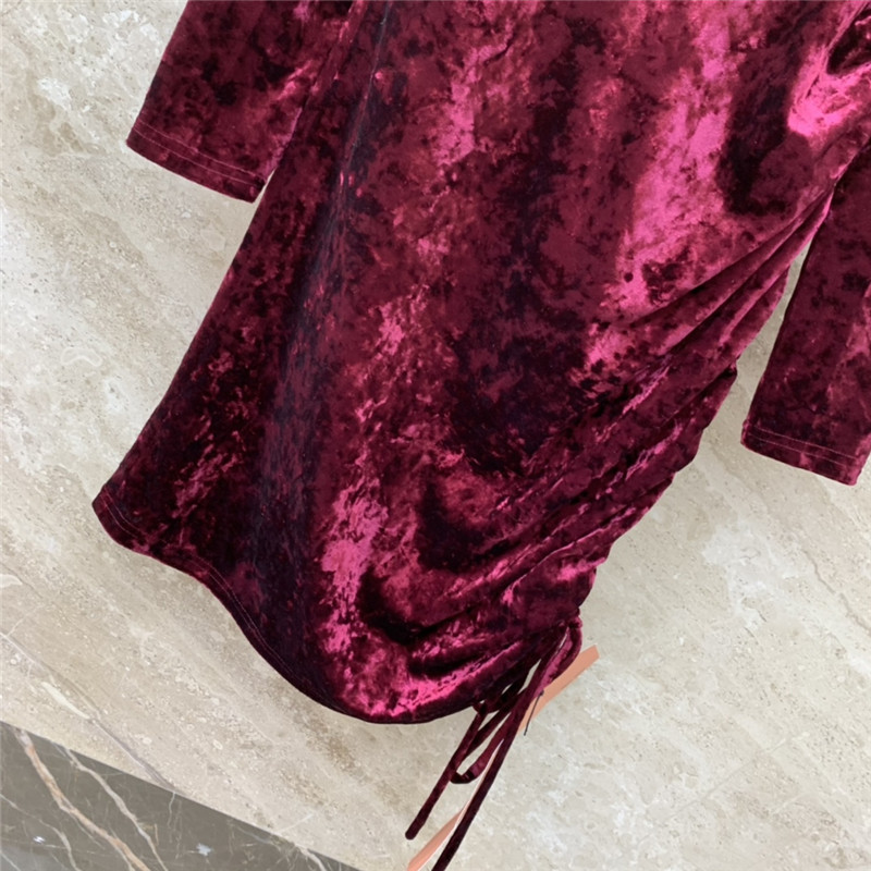 miumiu micro high collar drawstring waist short dress