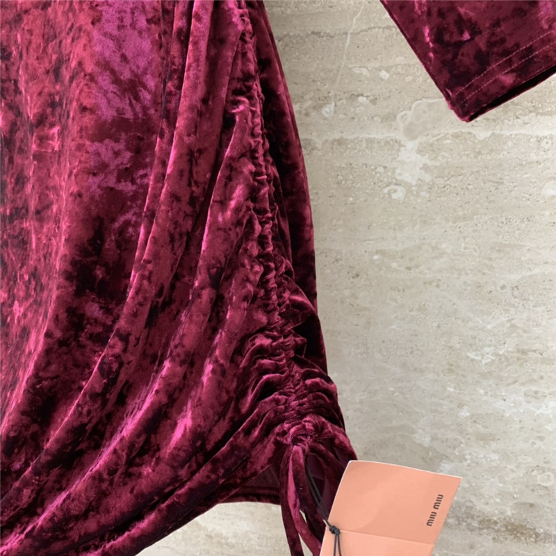 miumiu micro high collar drawstring waist short dress